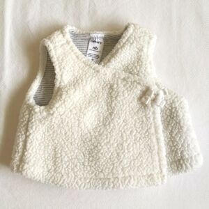 carter's kimono style sherpa vest with striped lining newborn baby girl